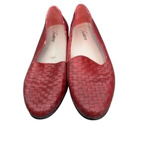 Trotters Liz Women's Red Leather Weave Slip On Comfort Loafers Flats Size 9